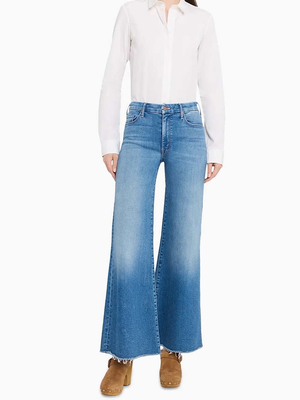 MOTHER Blue High-Rise Wide Leg Flare Jeans - Picture 4 of 14